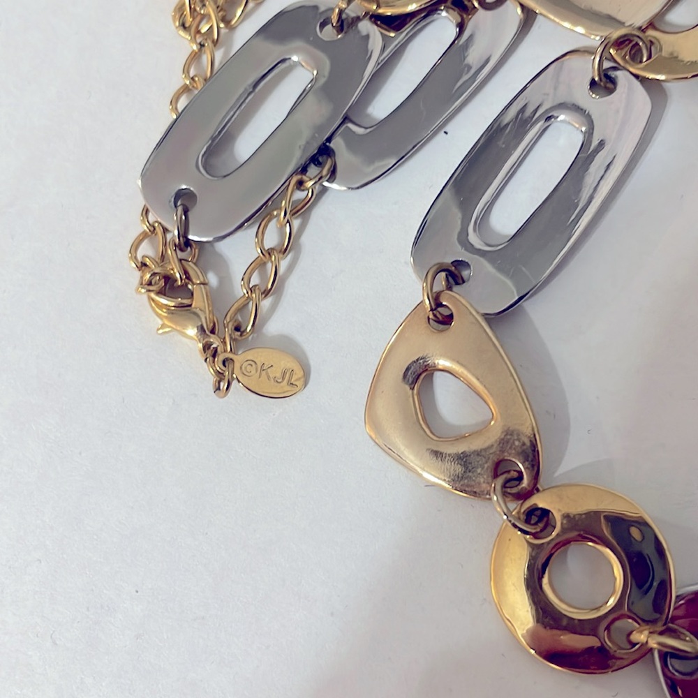 Vintage Kenneth Jay Lane (Kjl) Geometric 2-Tone N… - image 2